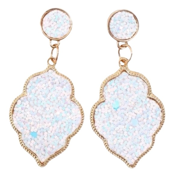 Sequin Detail Geometric Drop Earrings - Picture 1 of 5